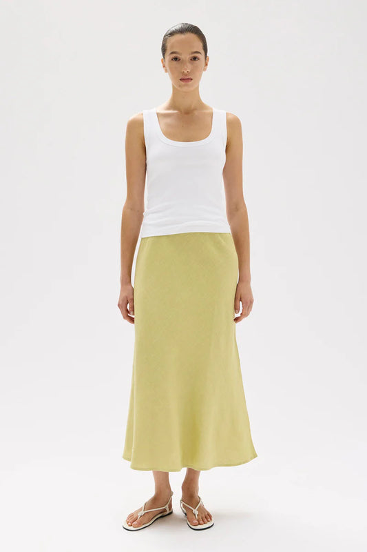 Stella Linen Bias Skirt- Pear