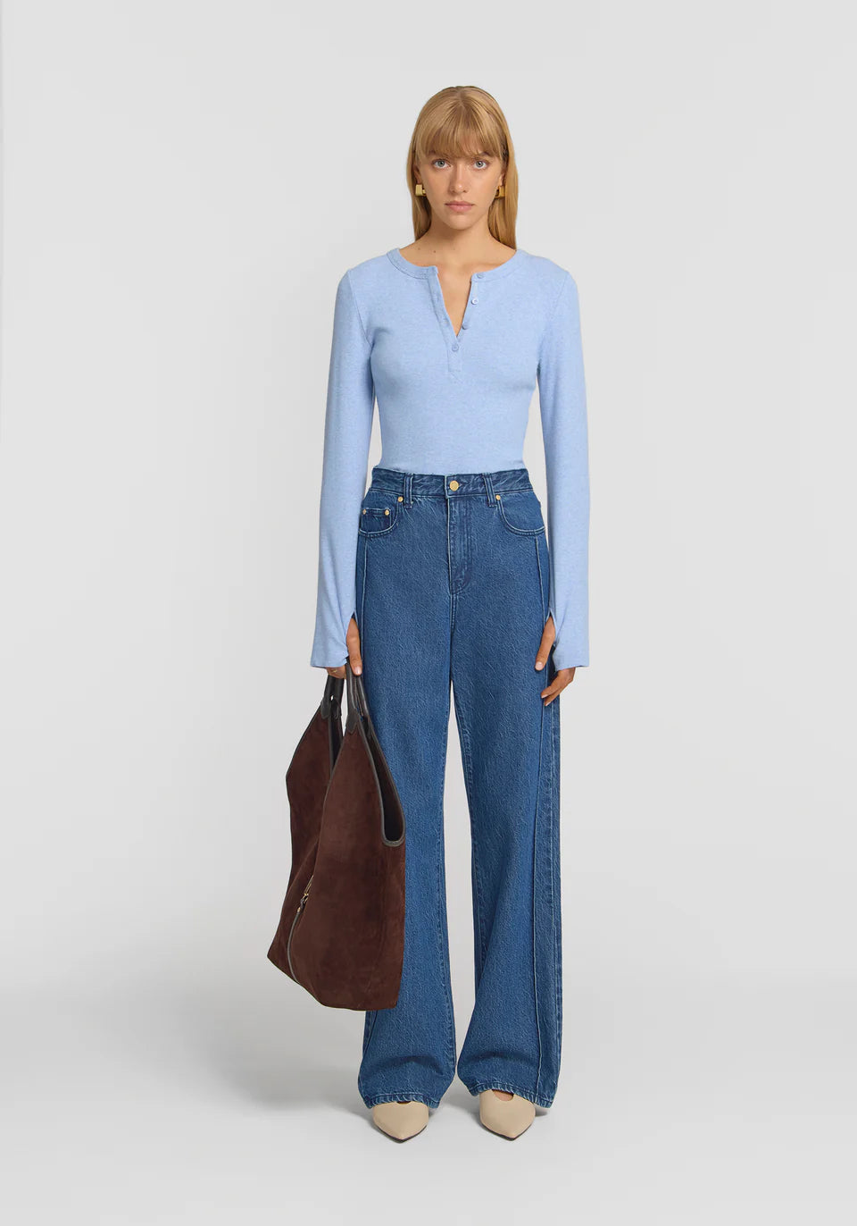 Clique Rib Henley - Tile Blue