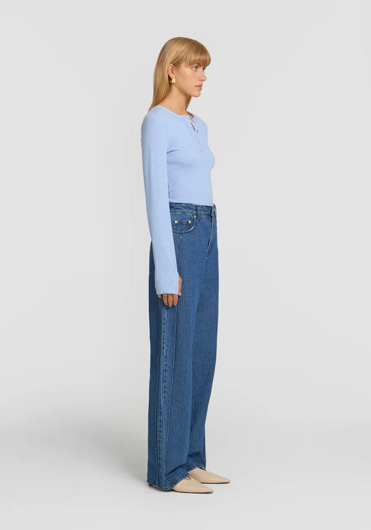 Clique Rib Henley - Tile Blue