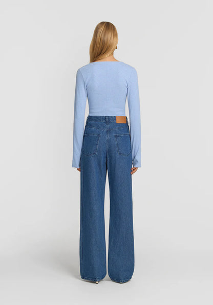 Clique Rib Henley - Tile Blue