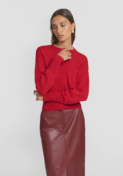 Hart Merino Cardigan - Fire Red