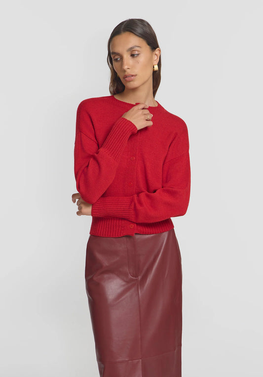 Hart Merino Cardigan - Fire Red