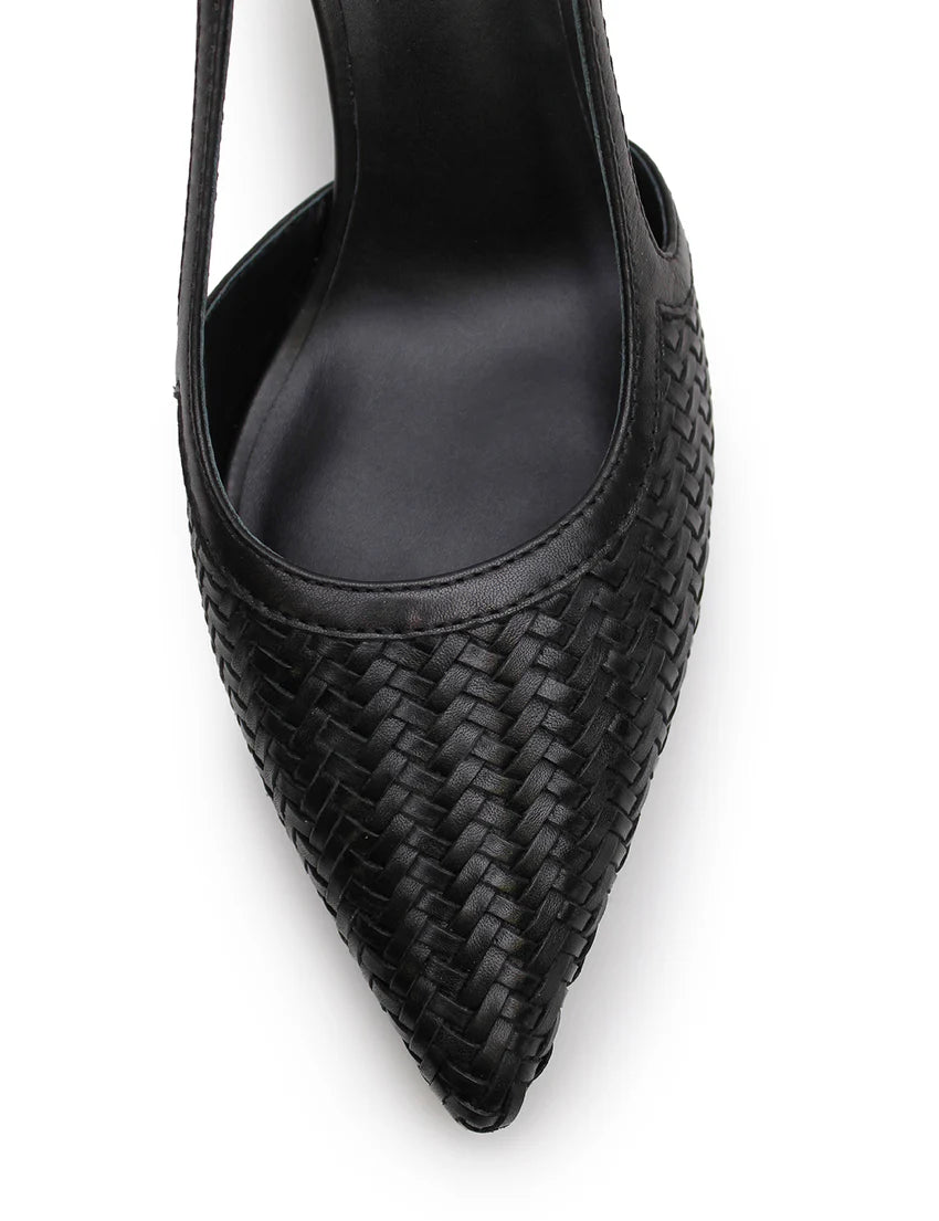 Woven Sling Back Heel - Black