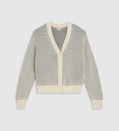 Snowflake Cardigan -Butter Cream Stripe