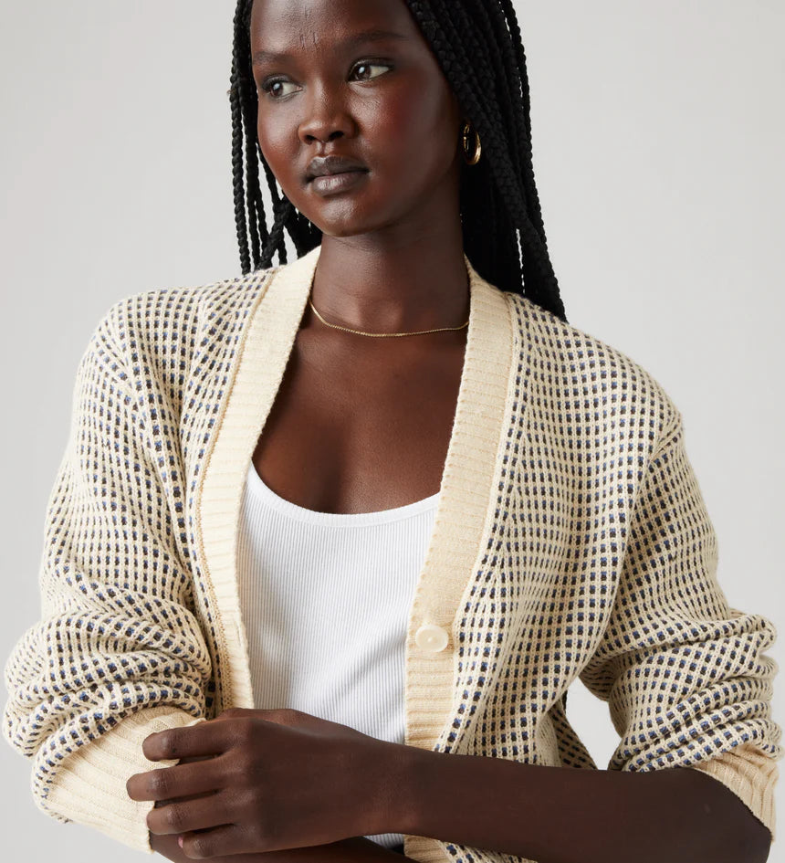 Snowflake Cardigan -Butter Cream Stripe