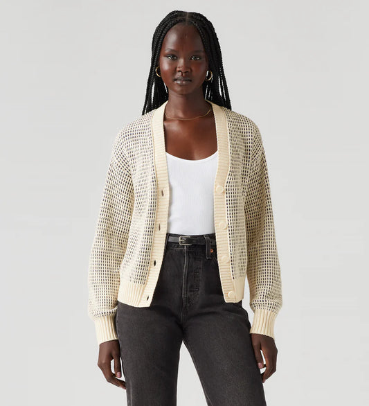 Snowflake Cardigan -Butter Cream Stripe