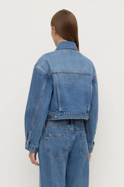 Womens Cropped Denim Jacket - Classic Blue