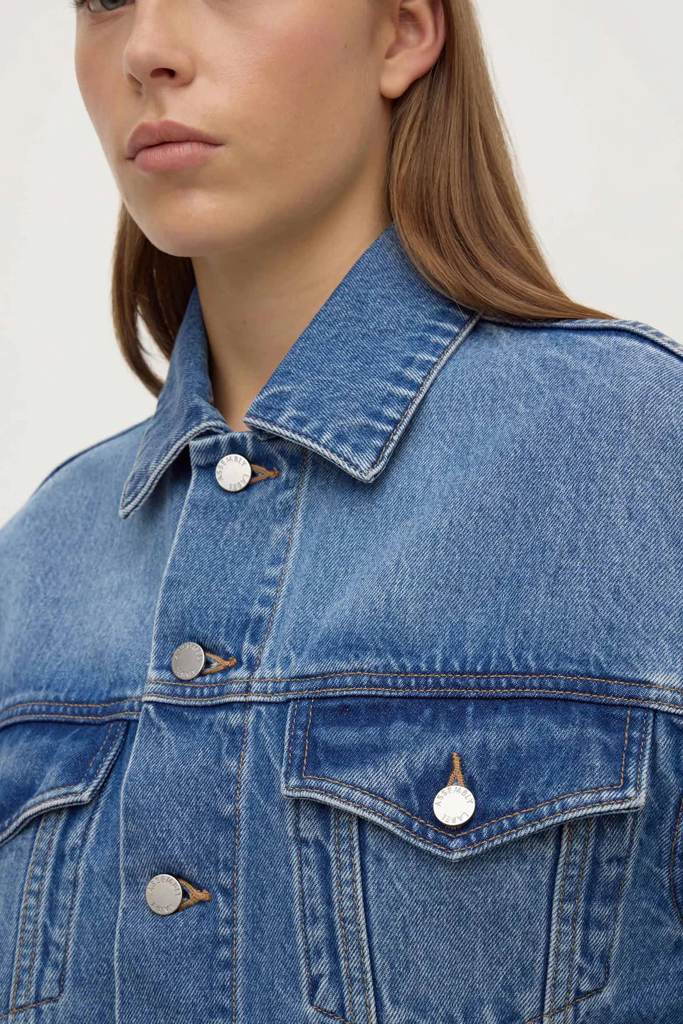Womens Cropped Denim Jacket - Classic Blue