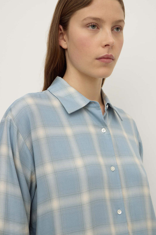 Womens Luka Japanese Shirt - Steel Blue