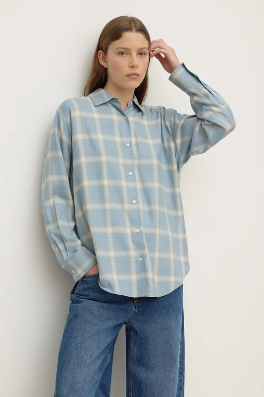 Womens Luka Japanese Shirt - Steel Blue