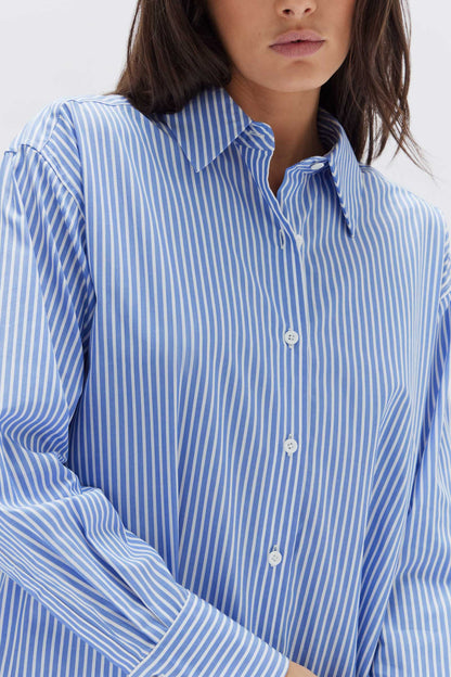 Signature Poplin Shirt - Blue White Stripe