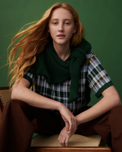 Chequered Tee - Forest