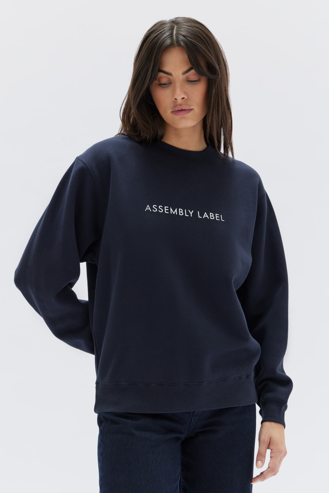 Assembly label logo online fleece sweater mineral green