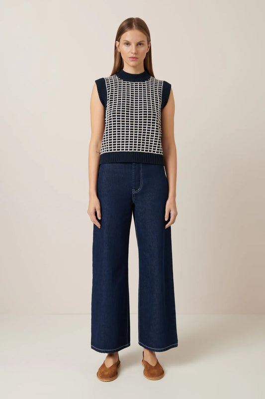 Grid Vest - Navy Grid