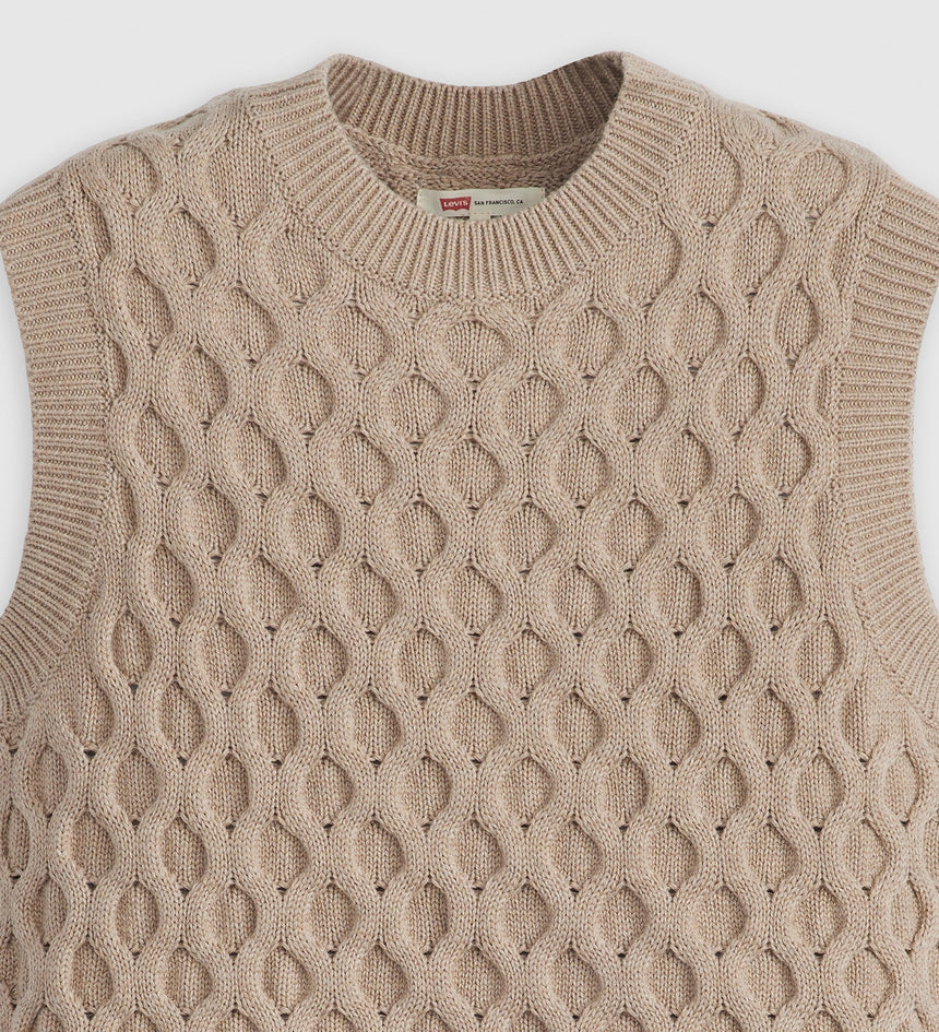 Blue Bell Cabel Vest - Mid Oatmeal Heather