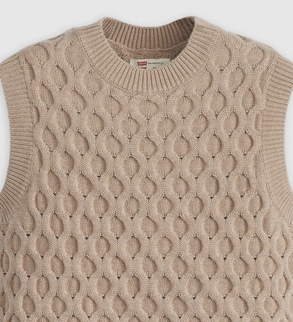 Blue Bell Cabel Vest - Mid Oatmeal Heather