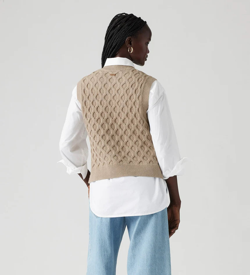 Blue Bell Cabel Vest - Mid Oatmeal Heather