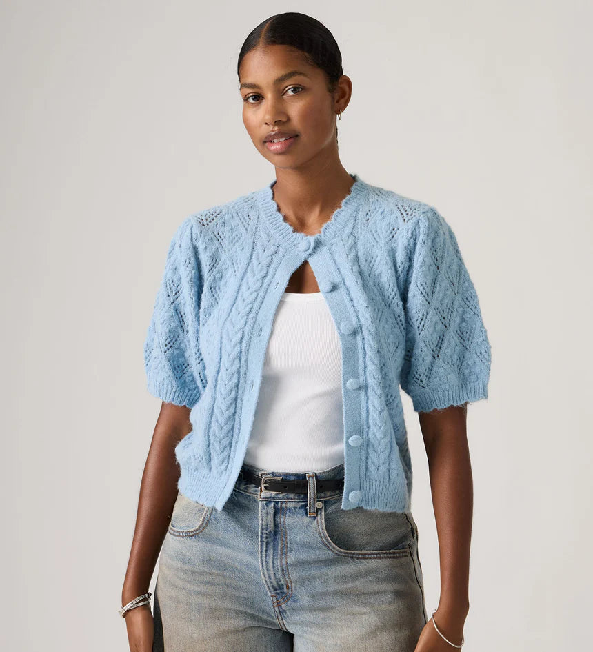Pauline Pointelle SS Cardi - Glacier Lake