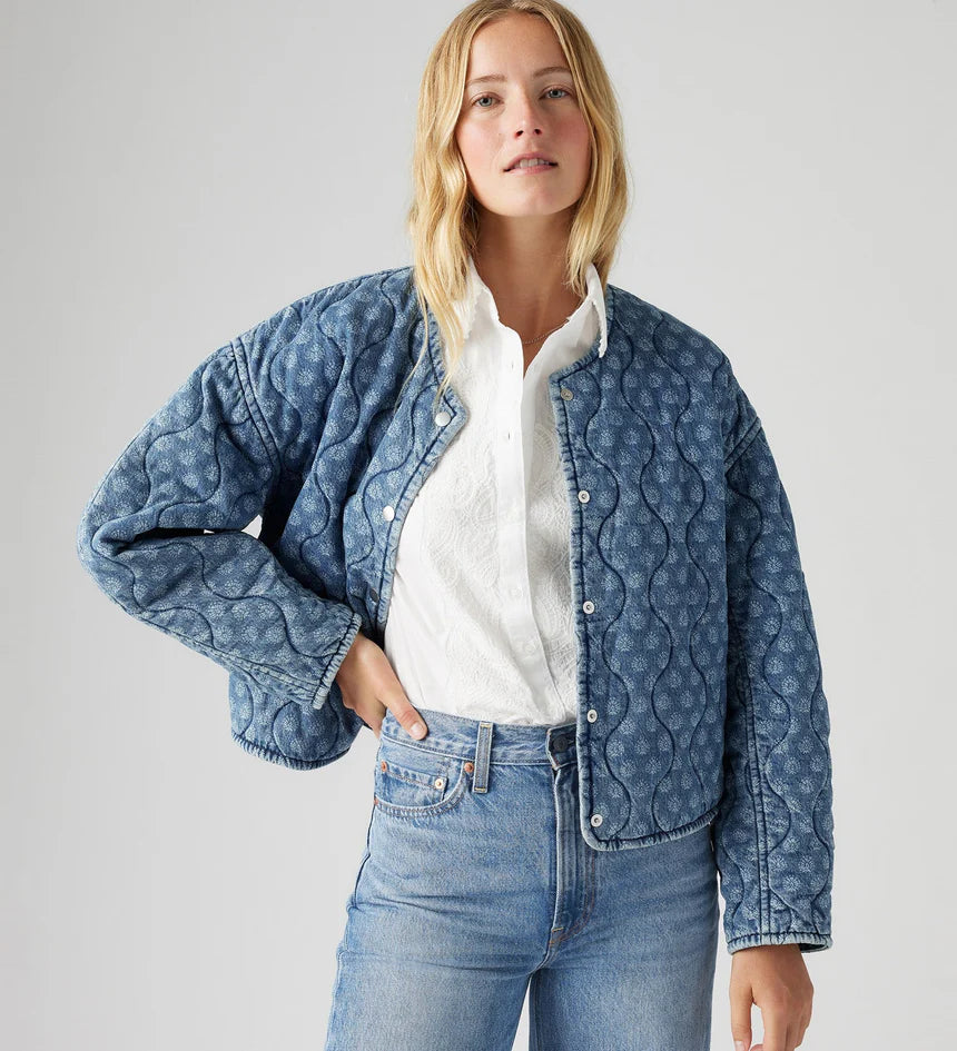 Rumer Quilted Liner Shirt - Geo Denim