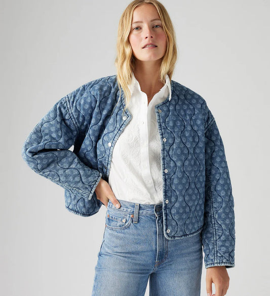 Rumer Quilted Liner Shirt - Geo Denim