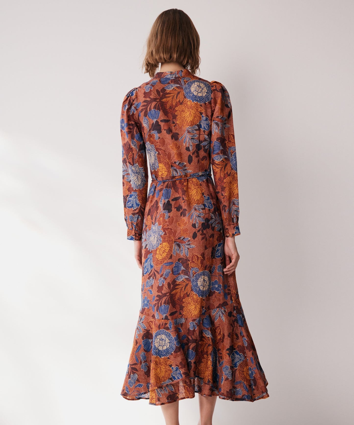 Lotus Linen Midi Dress - Print
