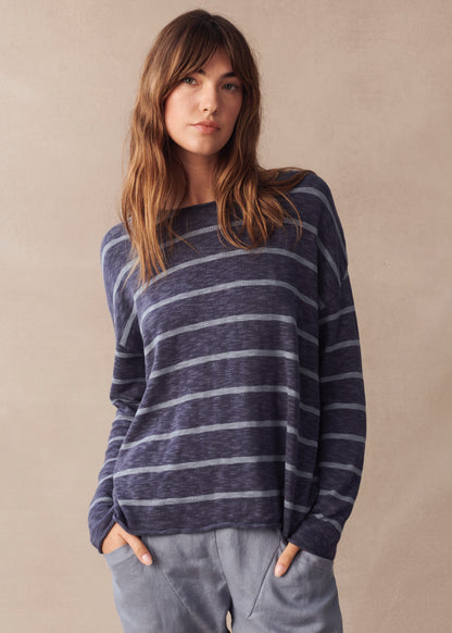 Minnie Top - Ink Grey Stripe