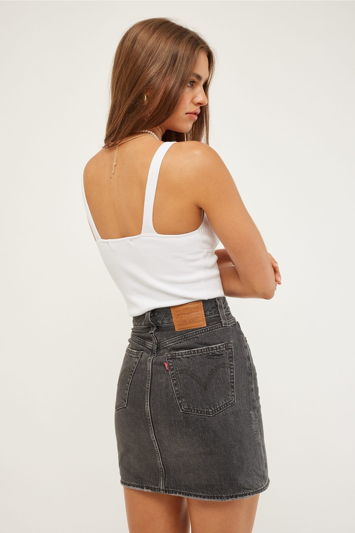 Levi's deconstructed skirt outlet white