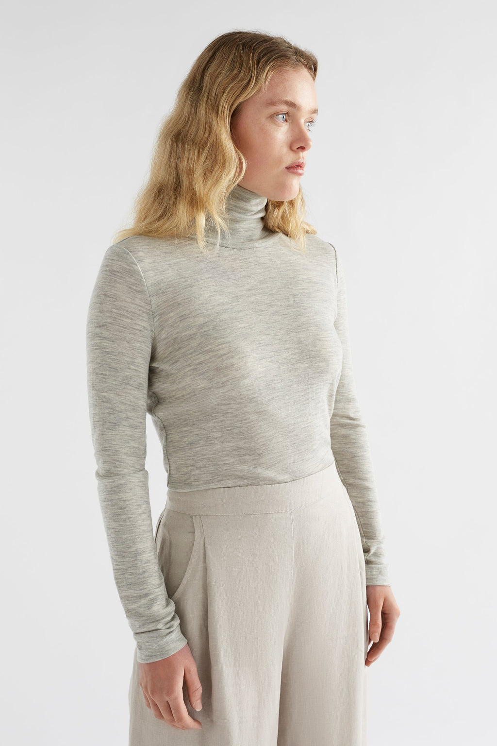 Merino Long Sleeve Skivvy - Grey