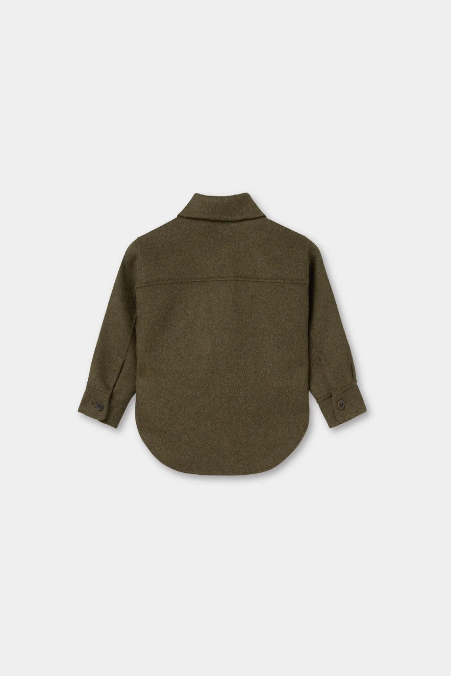 Kids Wool Overshirt - Dark Olive