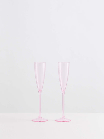 2 Champagne Flutes - Pink