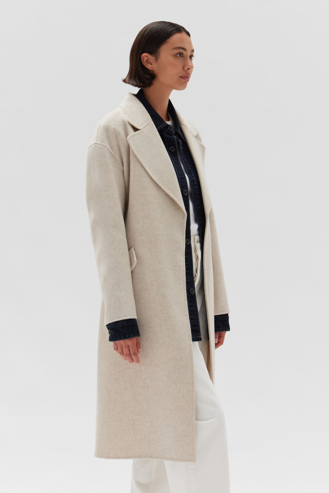 Sadie Single Breasted Coat - Oat Marle